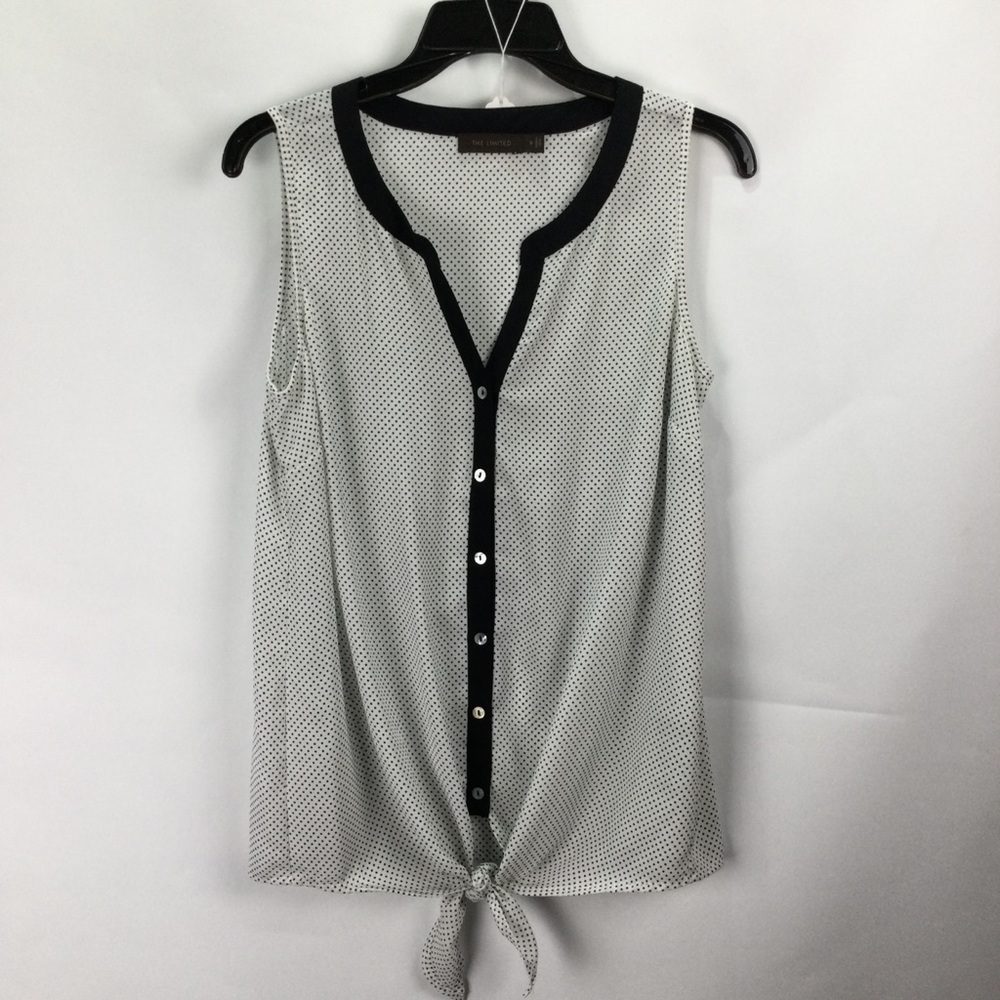 The Limited Black andโ White Sleeveless Tie-Front Blouse womens size S